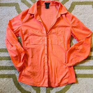 Ann Taylor Coral Button-Up Blouse